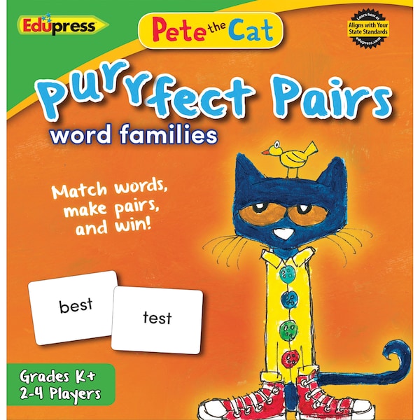 Edupress Pete the Cat Purrfect Pairs Game: Word Families TCR63532 - main